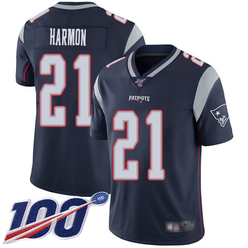 New England Patriots Football #21 100th Season Limited Navy Blue Men Duron Harmon Home NFL Jersey->new england patriots->NFL Jersey